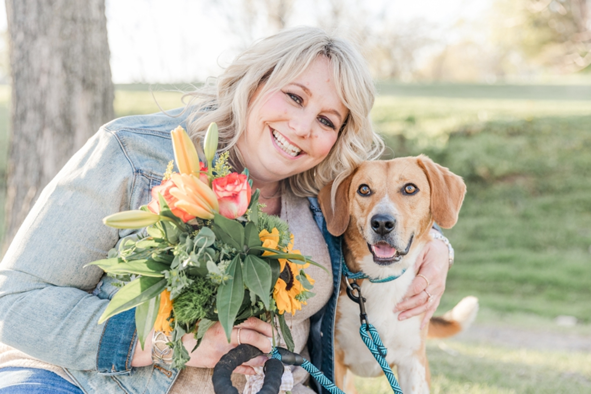 Ellington Agricultural Center Spring Mini Session | Wendy with Flowers & Dog